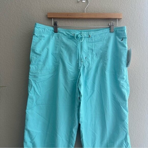 Nautica Caprice Drawstring Pants Aqua Teal Size Medium Sporty Coastal Prep Vibe - Picture 5 of 10